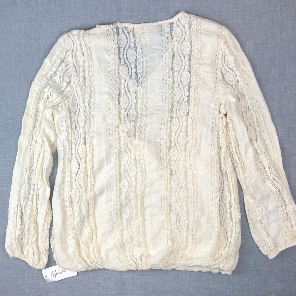 Style & Co Cream Lace Overlay Top Size Small - Picture 7 of 7